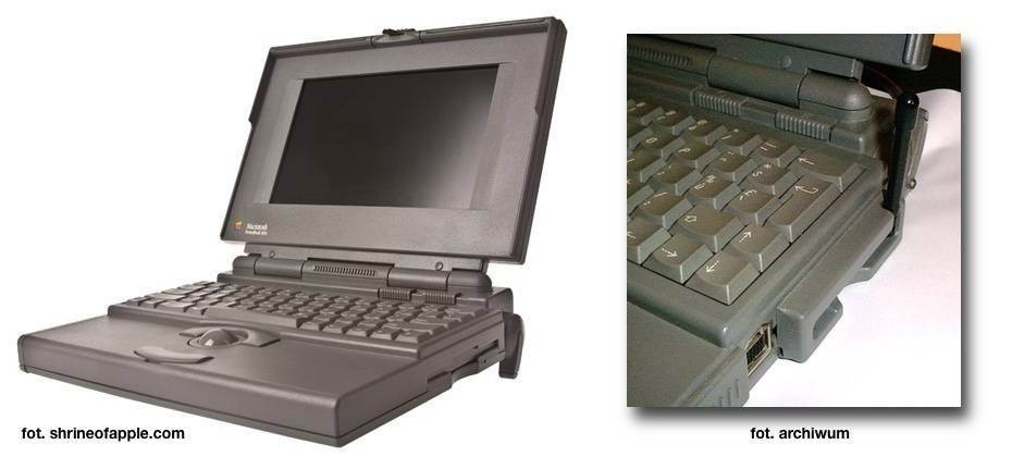 PowerBook 165 od strony FDD oraz PowerBop od strony modemu Bi-Bop