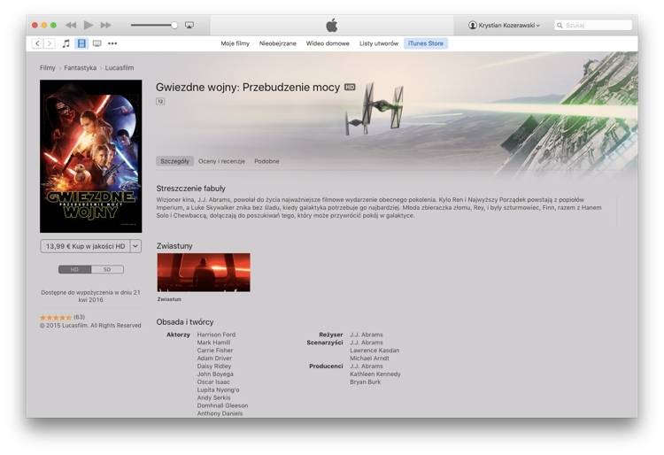 Gwiezdne Wojny Przebudzenie Mocy iTunes