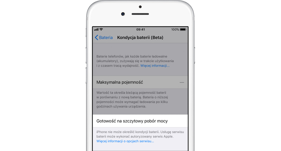 iOS 11.3 nieznana kondycja baterii