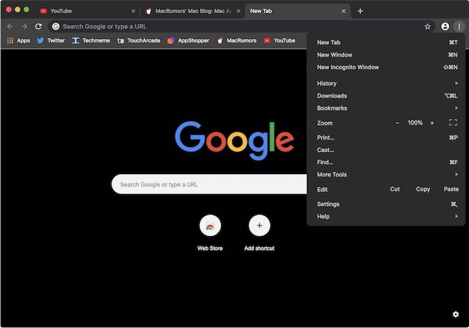 Dark mode Google Chrome