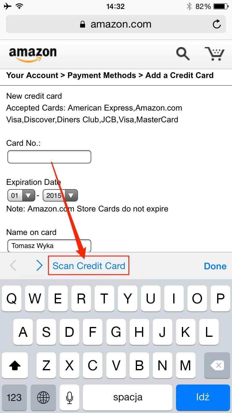 Skanuj kartę kredytową