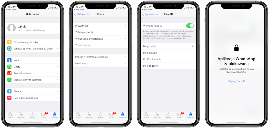 WhatsApp dla iOS z Face ID i Touch ID