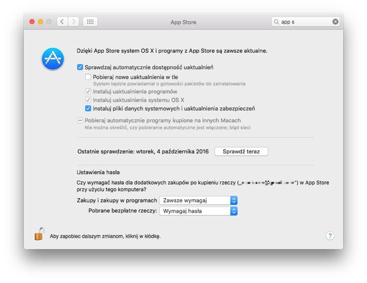 Mac App Store Preferencje