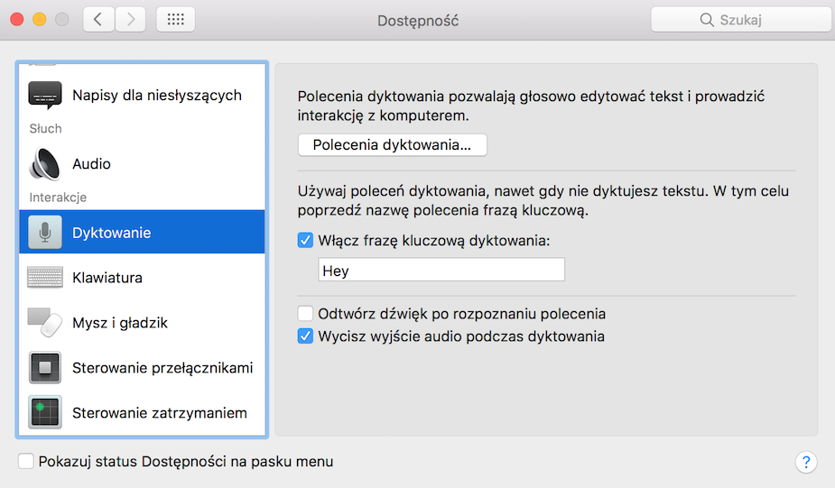 Siri macOS dostępność