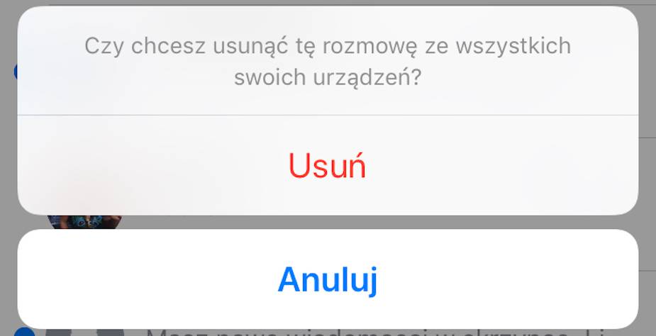 iOS 11.3 komunikat o usuwaniu wiadomości ze wszystkich urządzeń